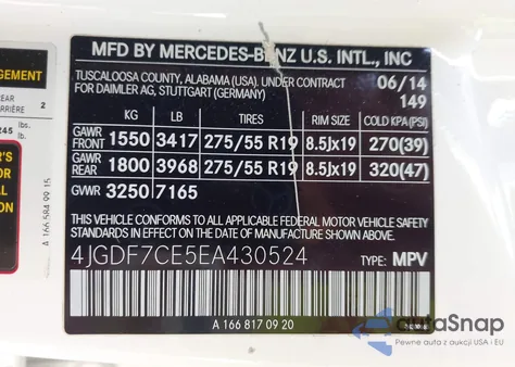 2014 Mercedes-Benz Gl 450 4Matic from USA, damaged, VIN 4JGDF7CE5EA430524